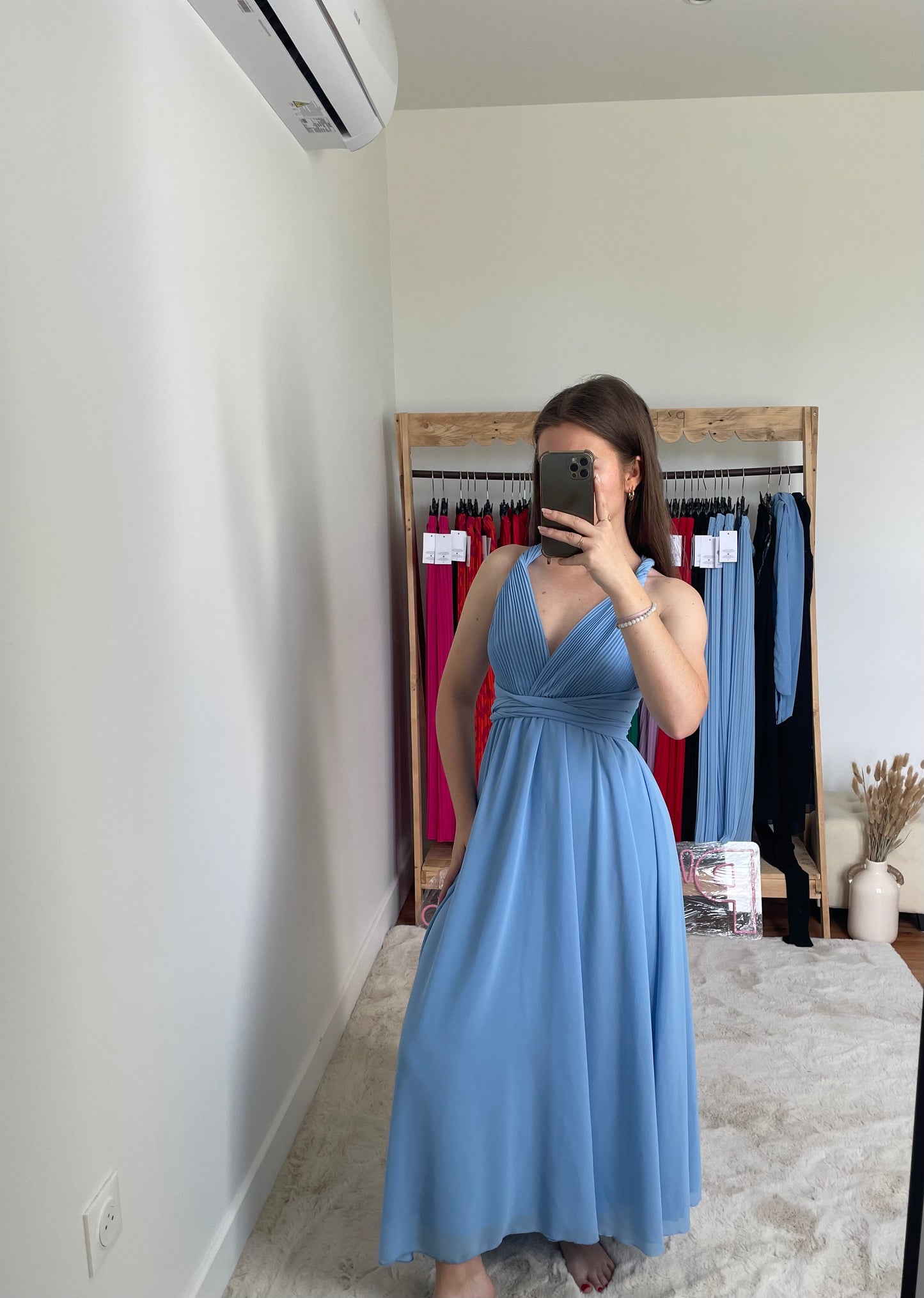 Robe longue multi-attaches - bleu ciel