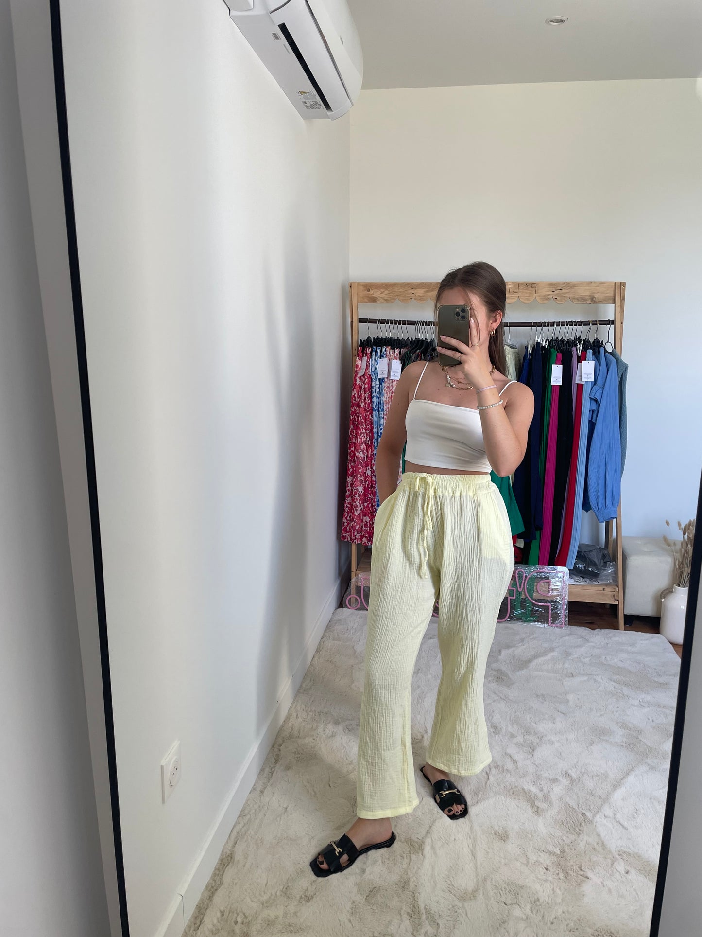 Pantalon gaze de coton - Jaune