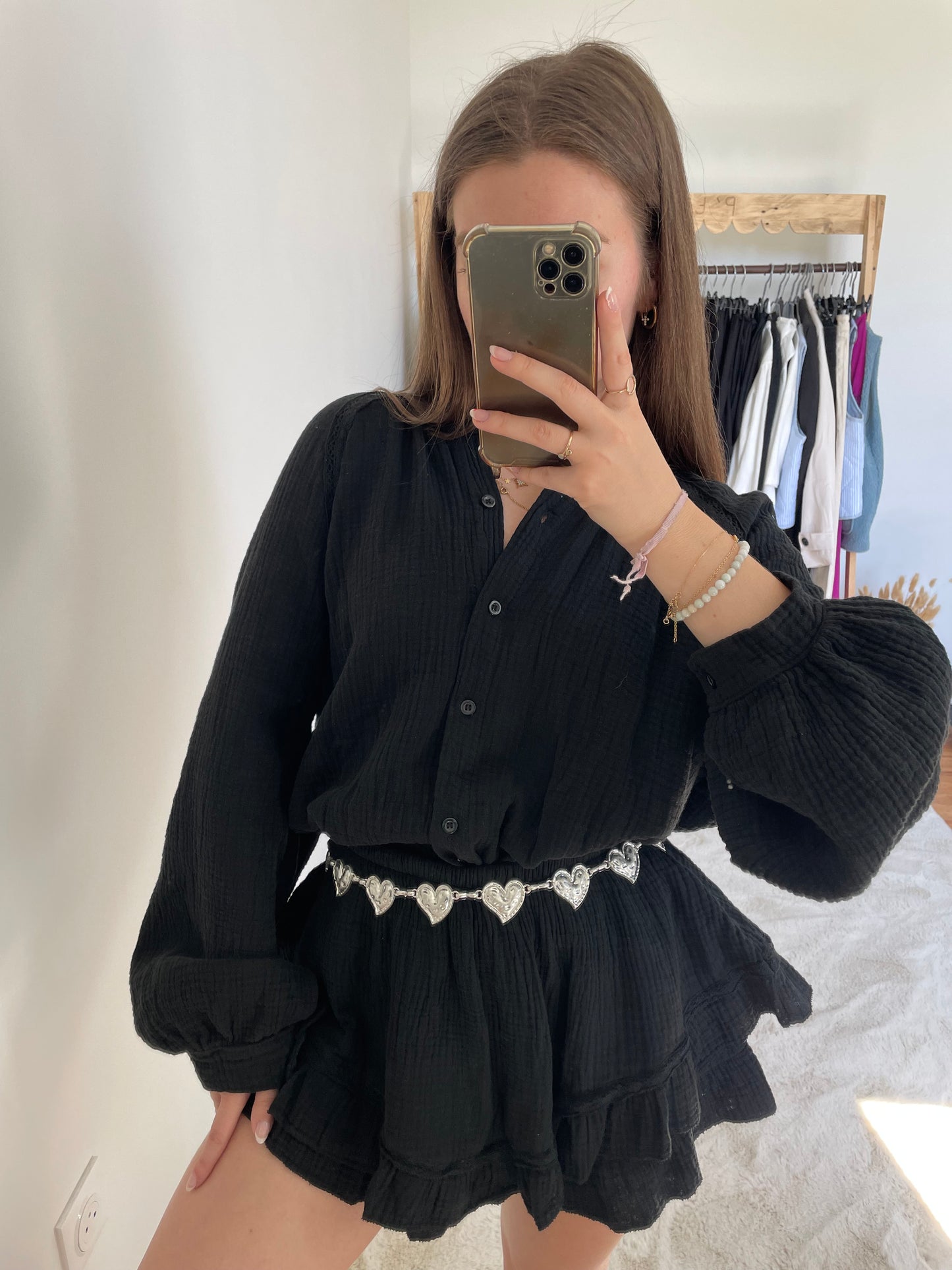 Ensemble en gaze de coton - noir