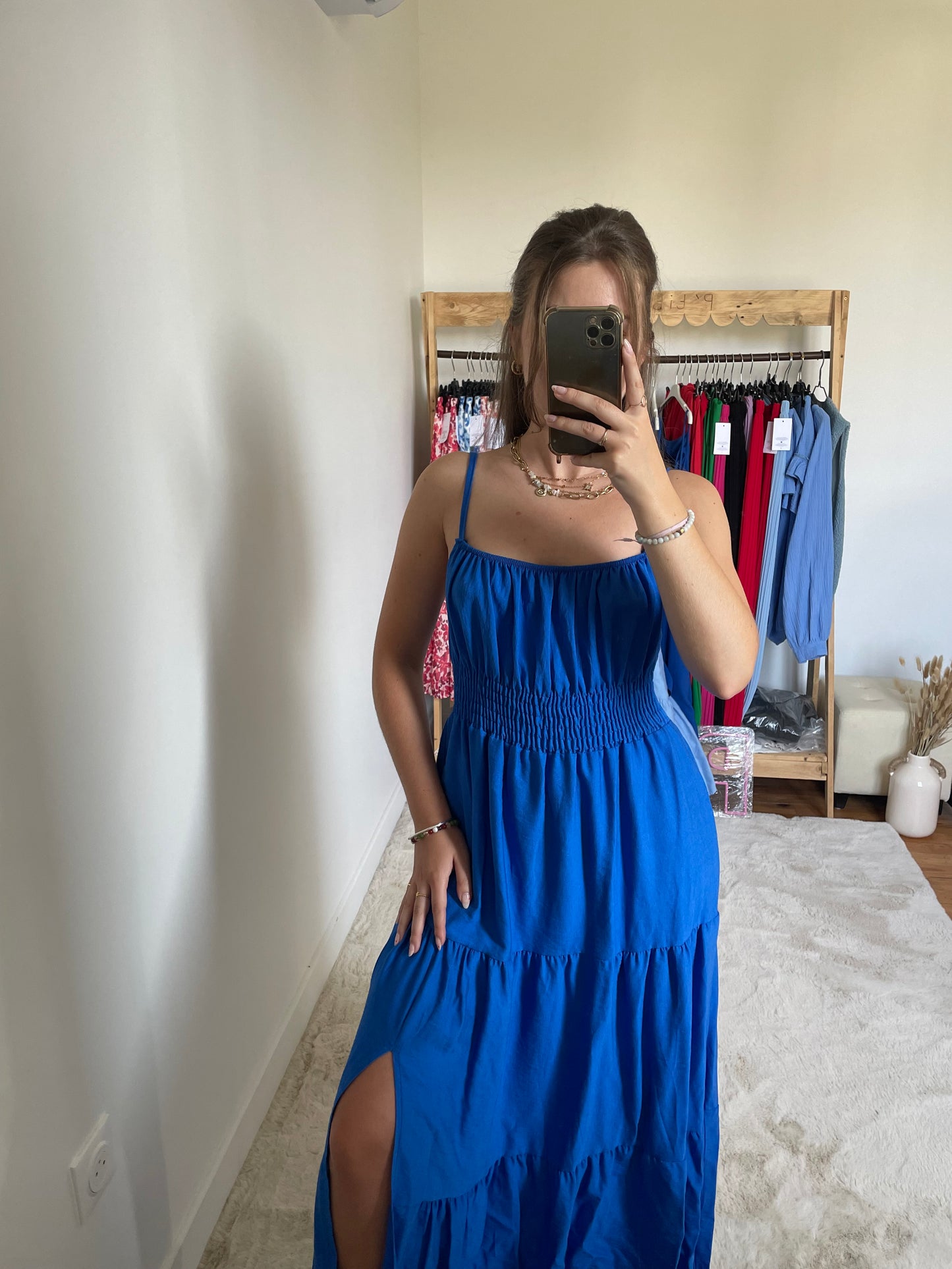Robe longue fendue - bleu roi
