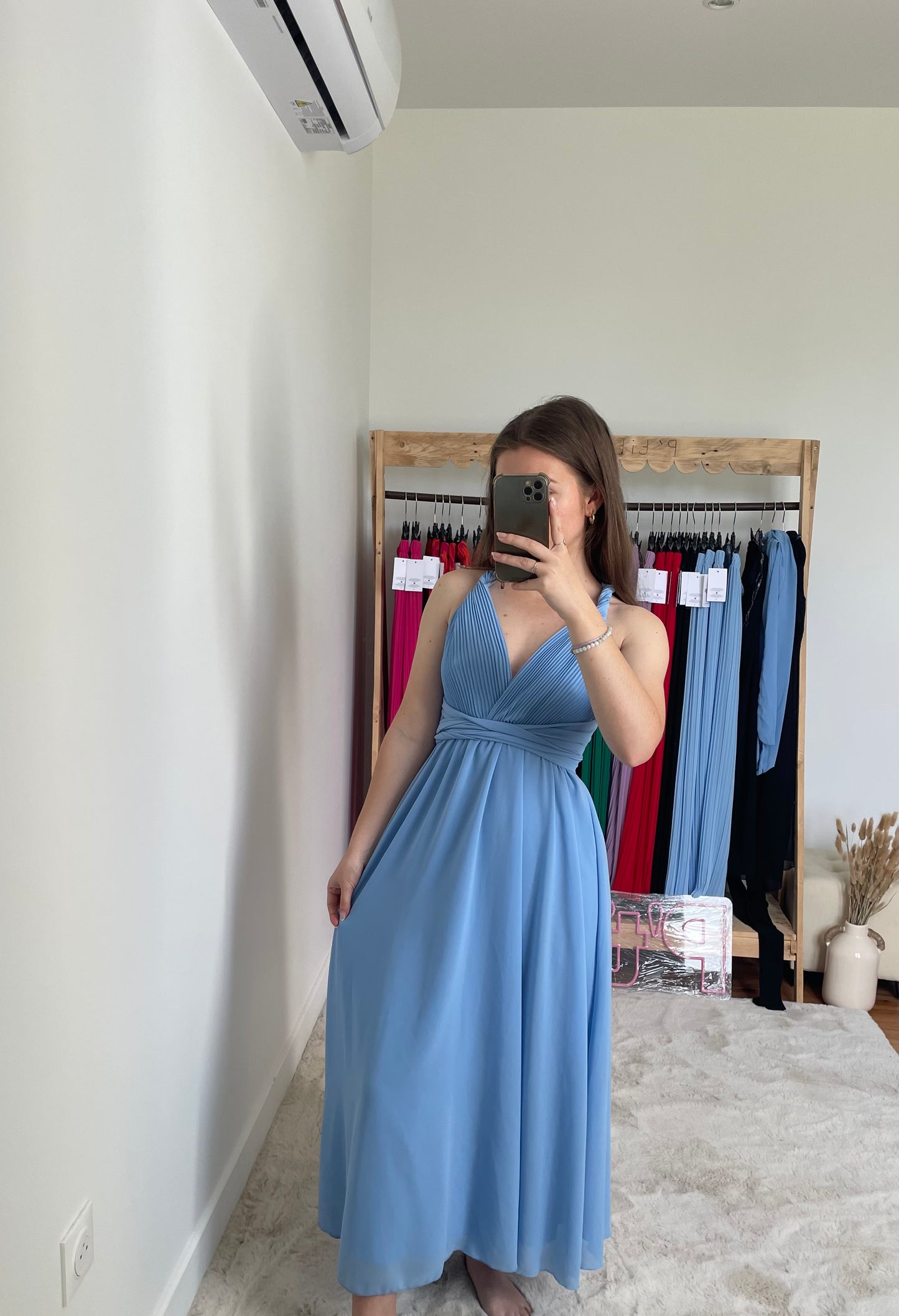 Robe longue multi-attaches - bleu ciel