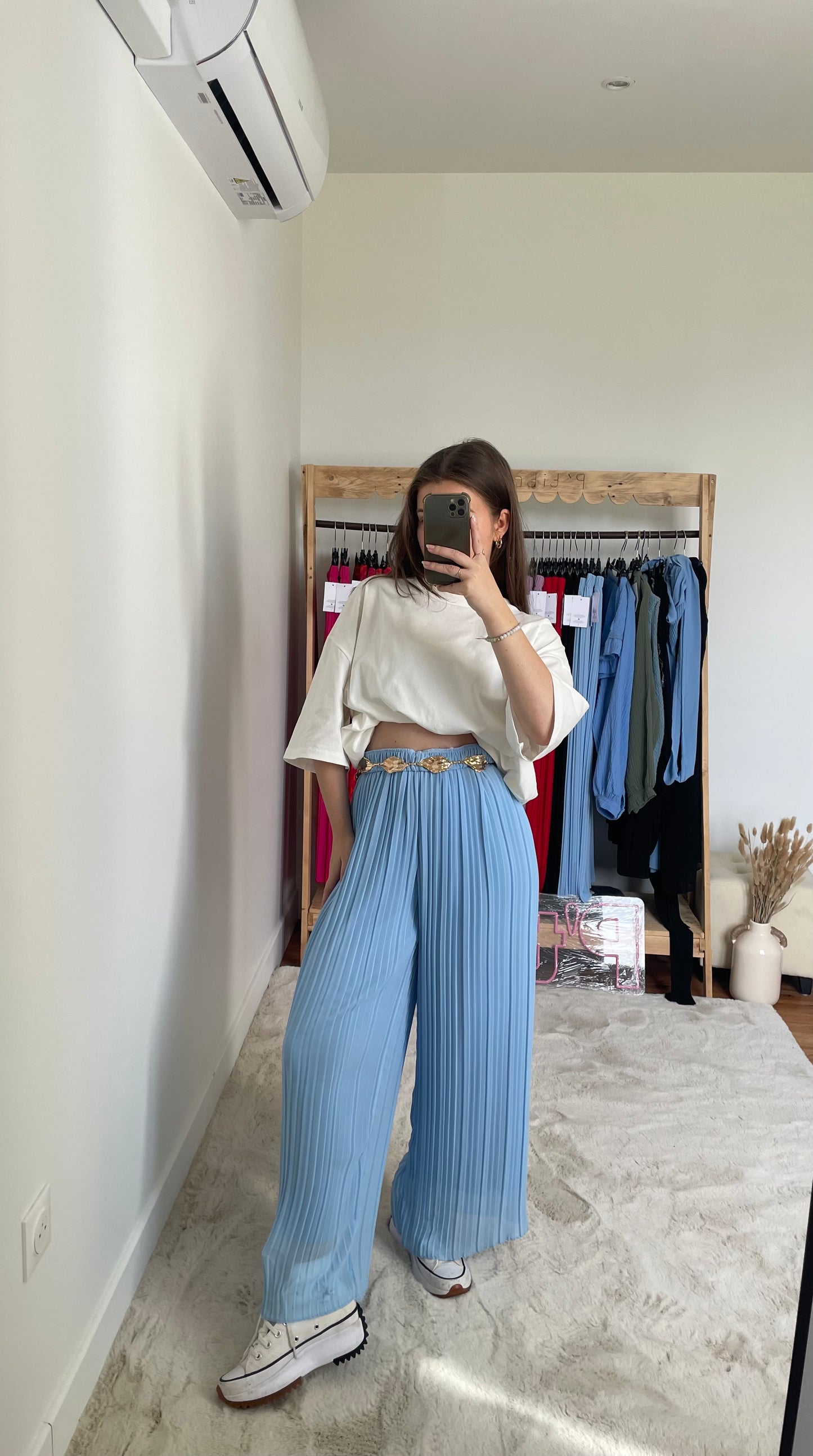 Pantalon plissé - bleu ciel