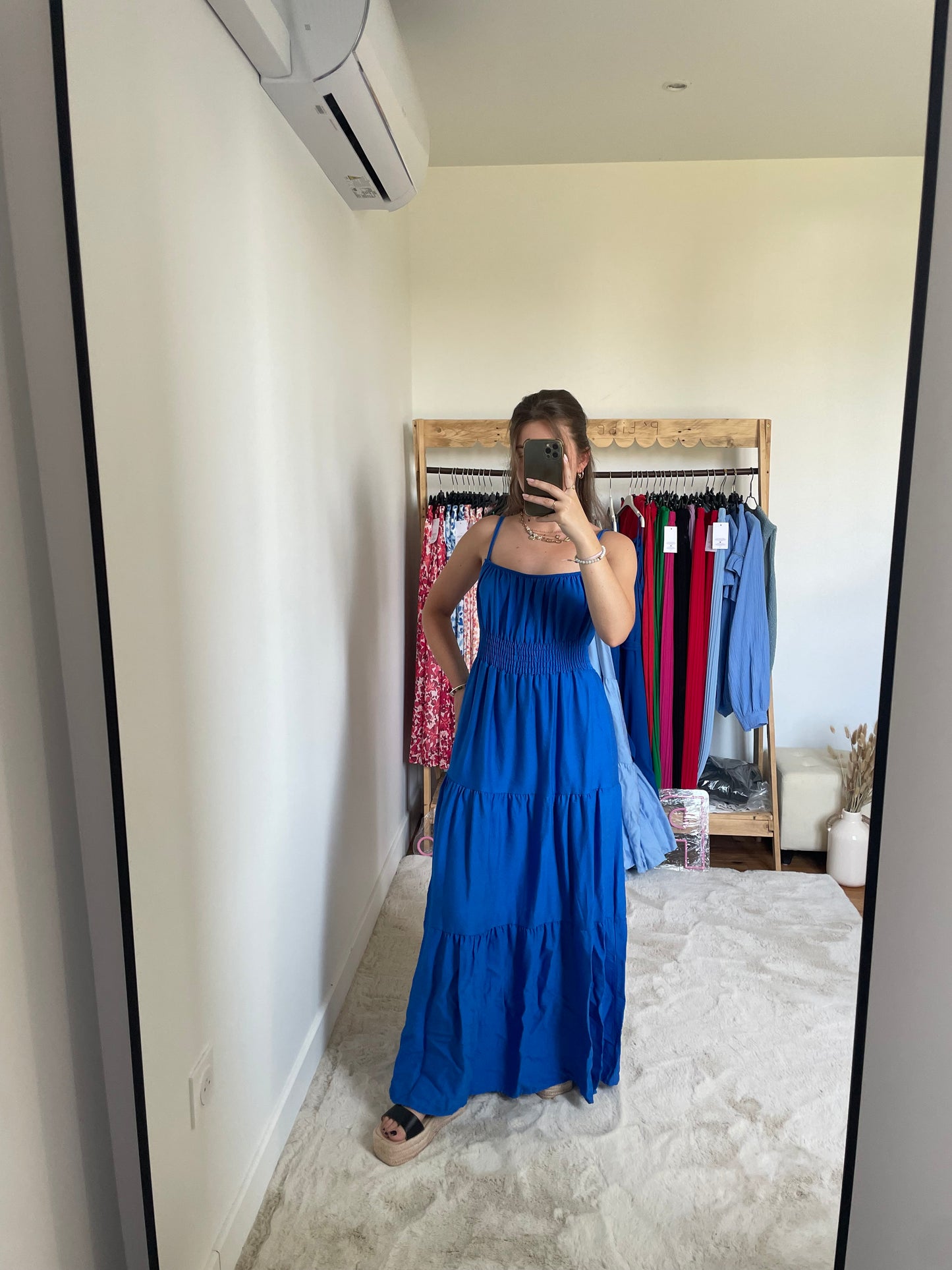 Robe longue fendue - bleu roi