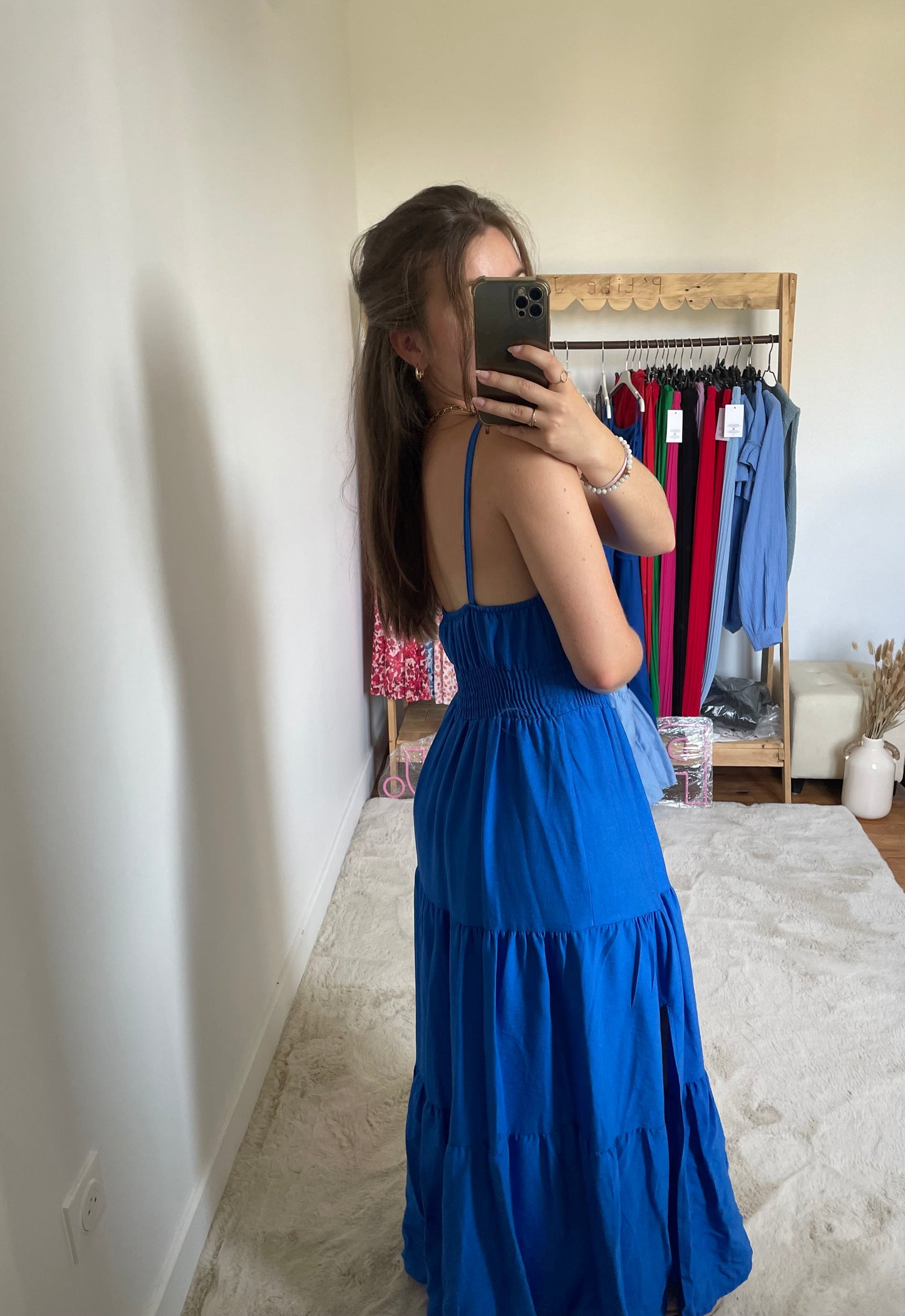Robe longue fendue - bleu roi