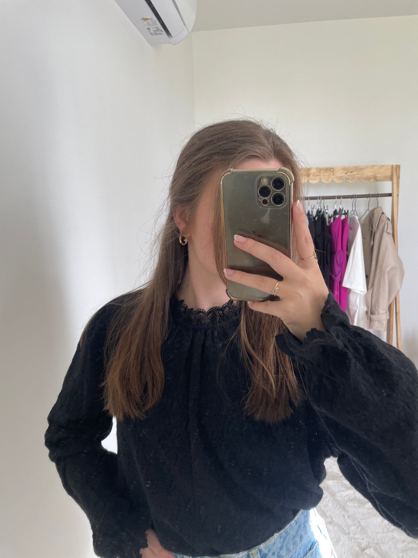 Chemise dentelle - Noir