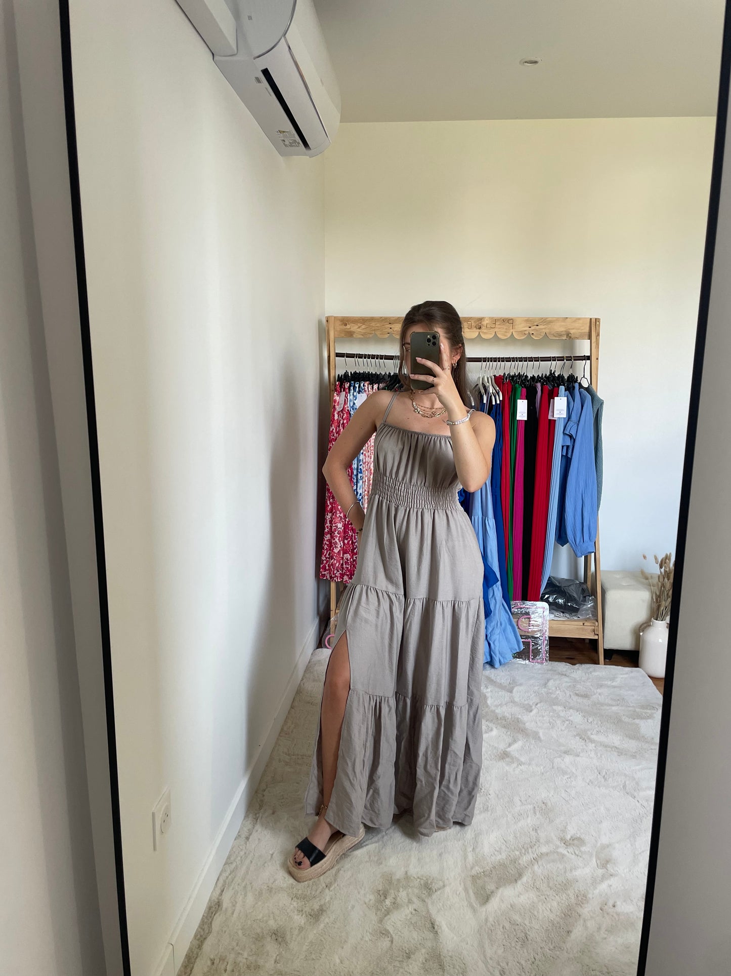 Robe longue fendue - champagne
