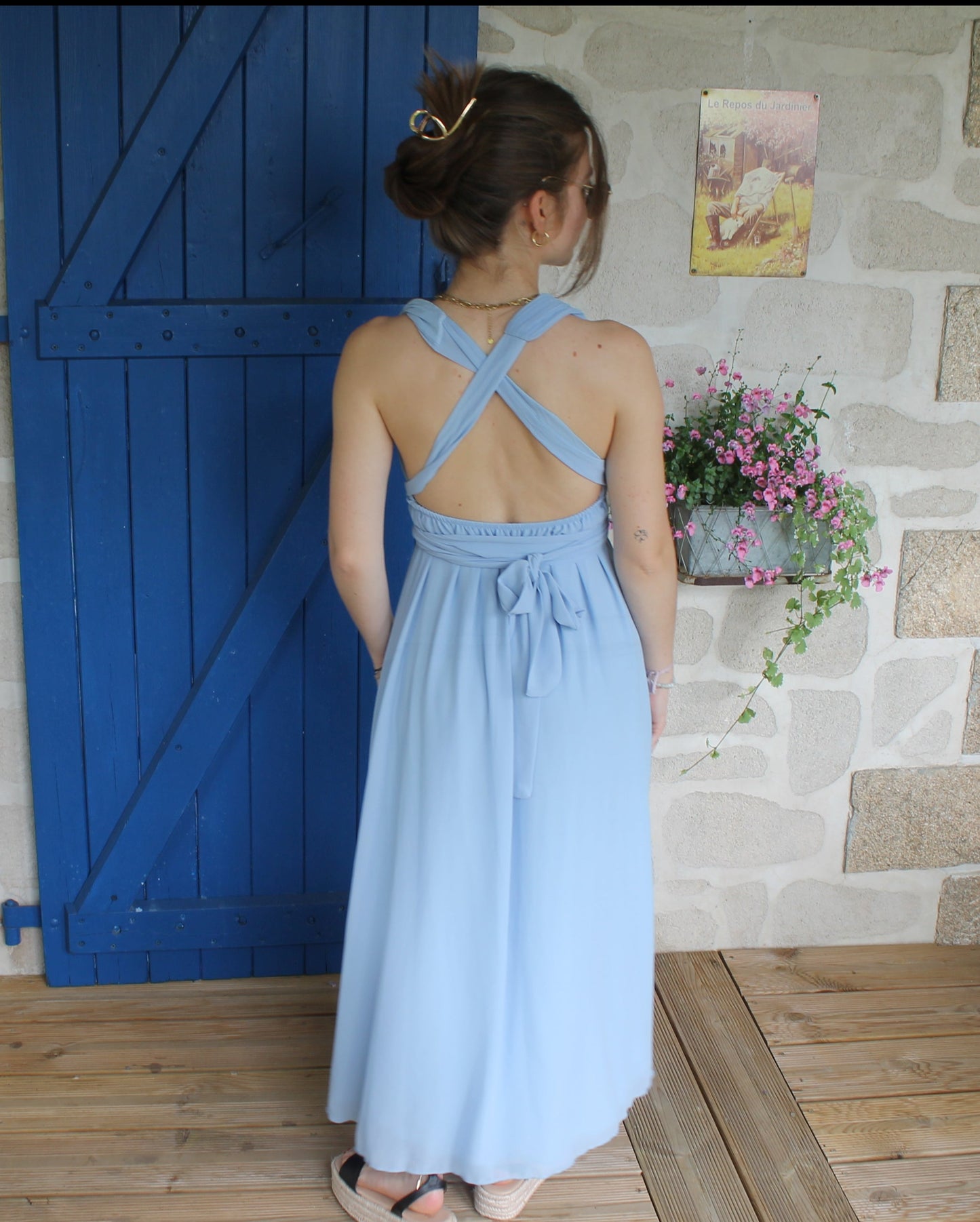 Robe longue multi-attaches - bleu ciel