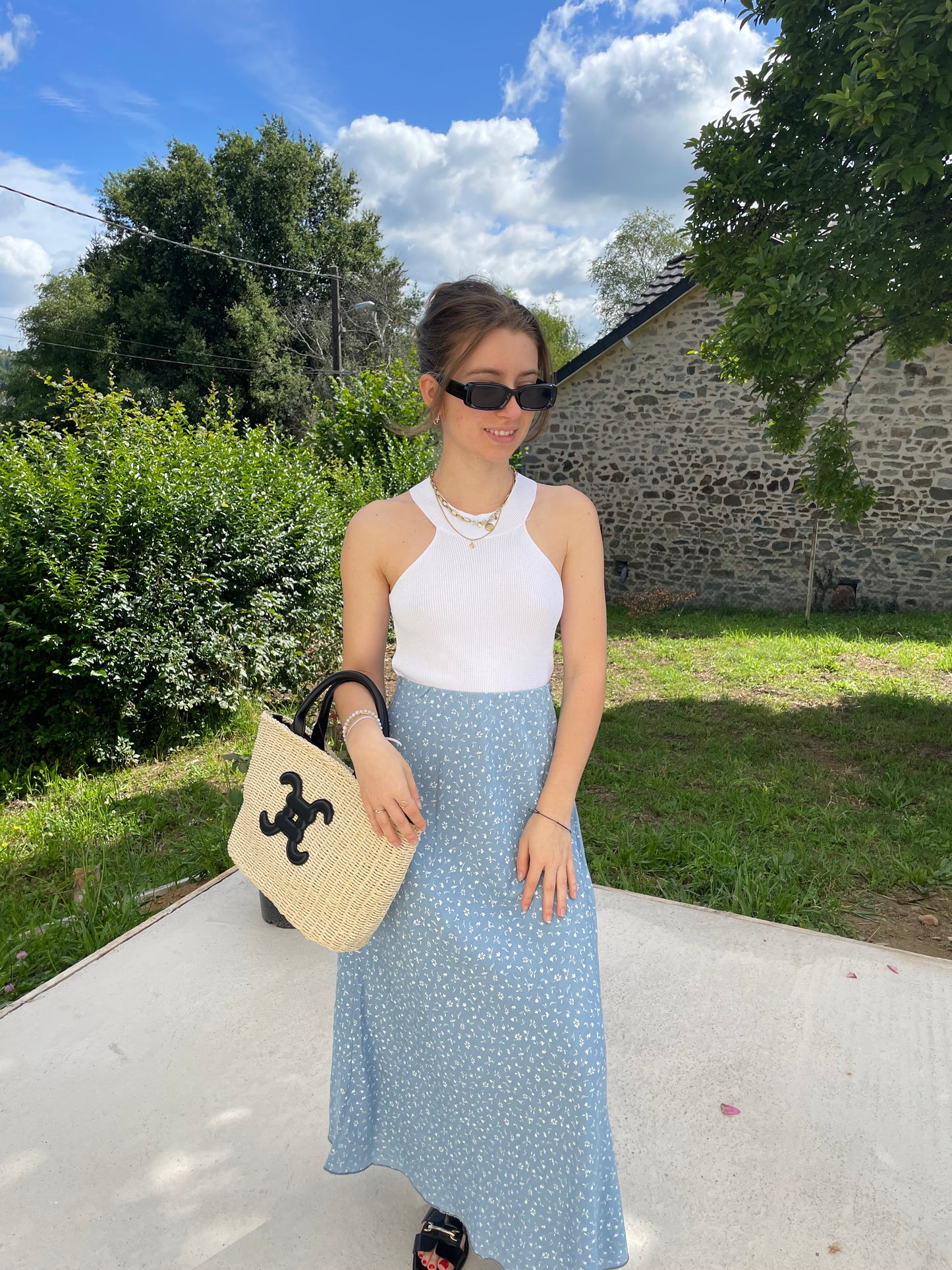 Jupe longue motif fleurs