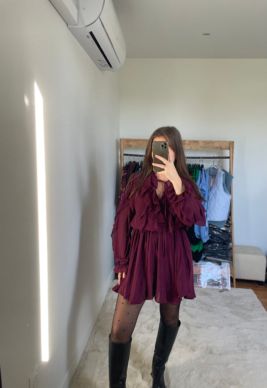 Robe à volants - Bordeaux