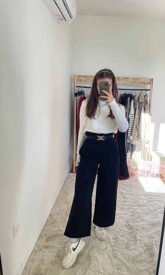 Pantalon fluide large - noir