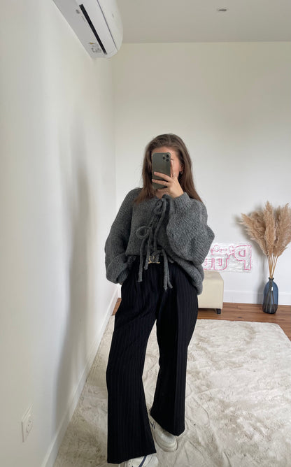 Gilet ample à noeuds - Gris