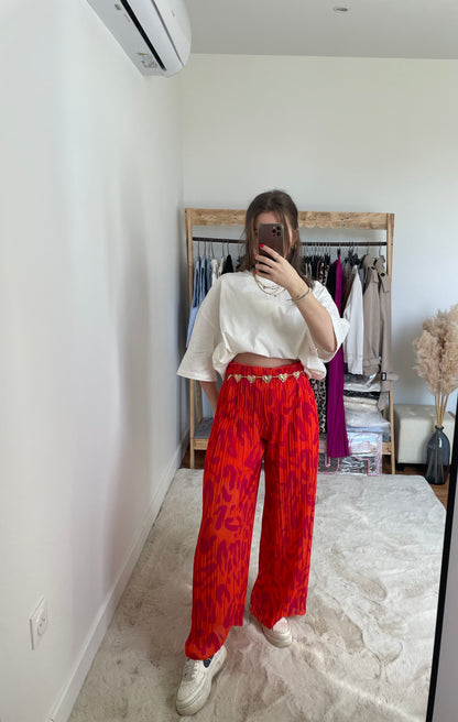 Pantalon plissé - à motif