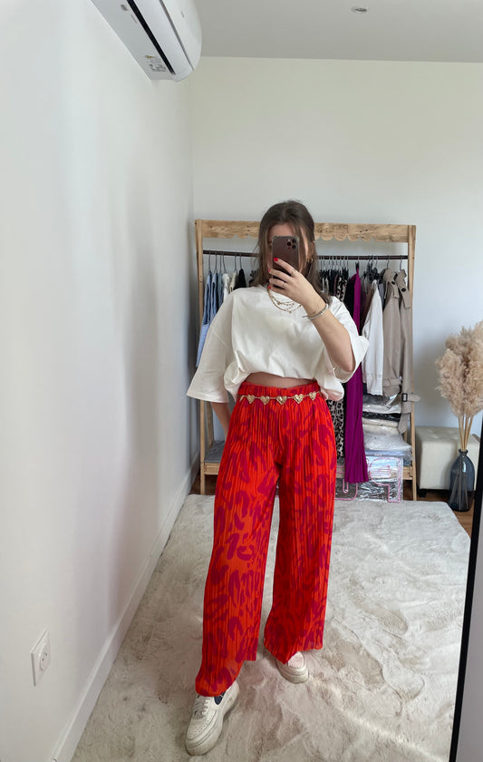 Pantalon plissé - à motif