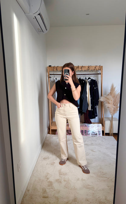 Jean droit - blanc cassé