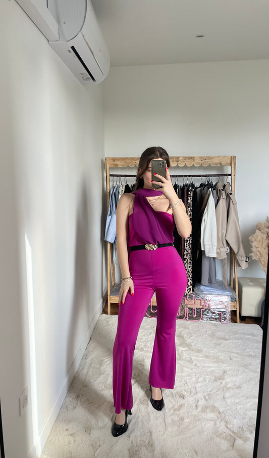 Combi-pantalon flare - mauve
