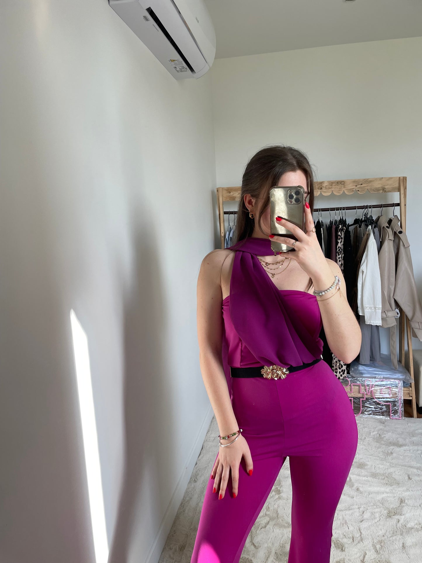 Combi-pantalon flare - mauve