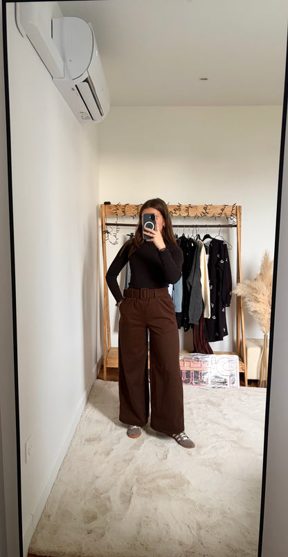 Pantalon large - Chocolat