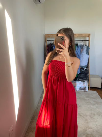 Robe longue bustier - Rouge