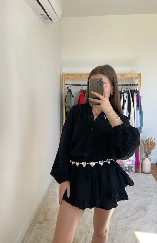 Ensemble en gaze de coton - noir