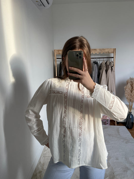 Blouse brodée - blanche