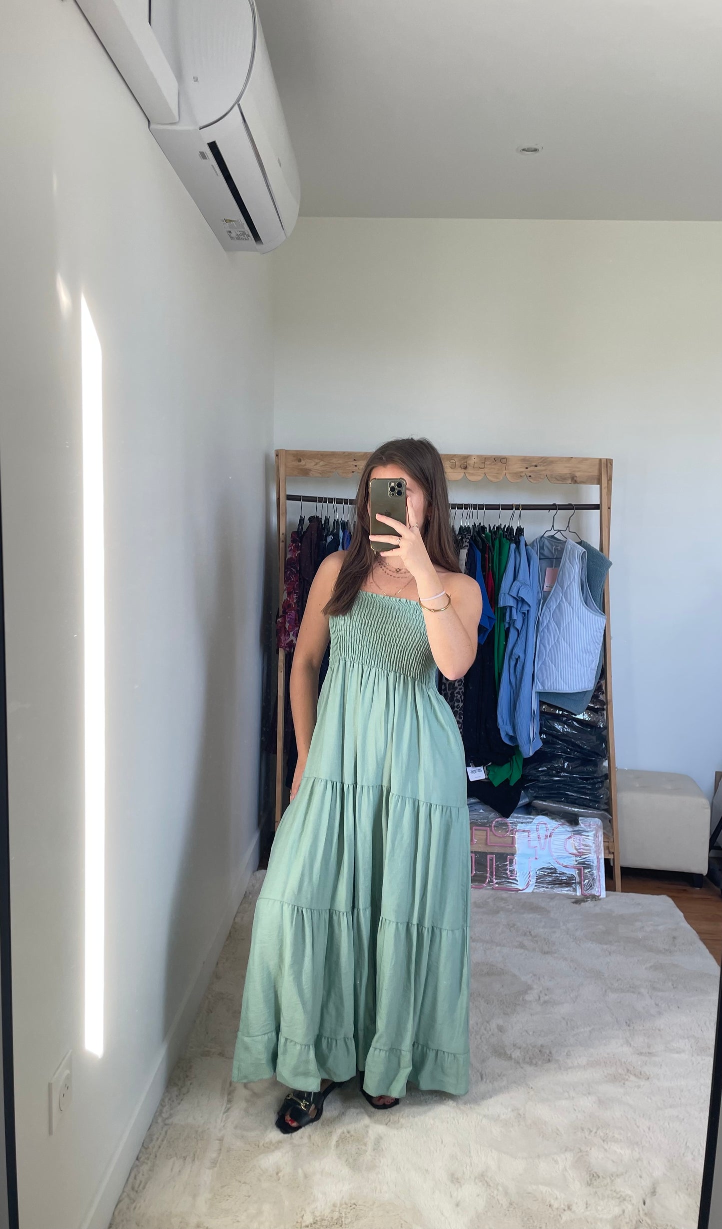 Robe longue bustier - Vert d'eau