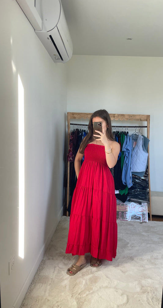 Robe longue bustier - Rouge