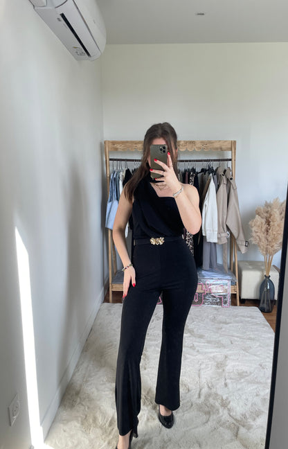 Ceinture fleur - noir