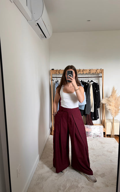 Pantalon à plis - Bordeaux
