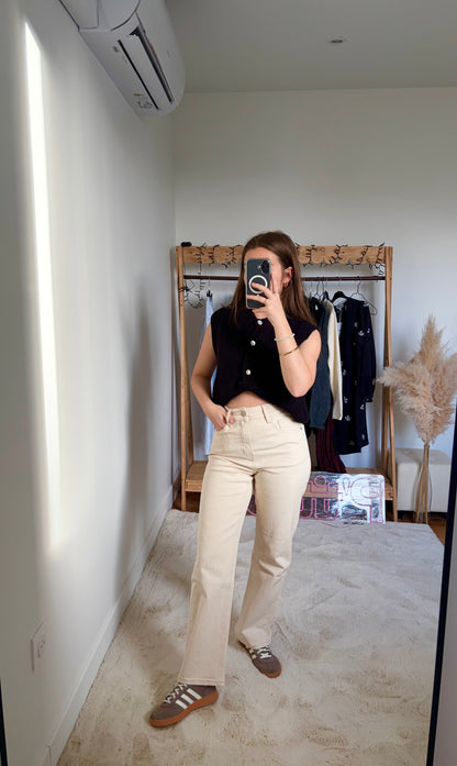 Jean droit - blanc cassé