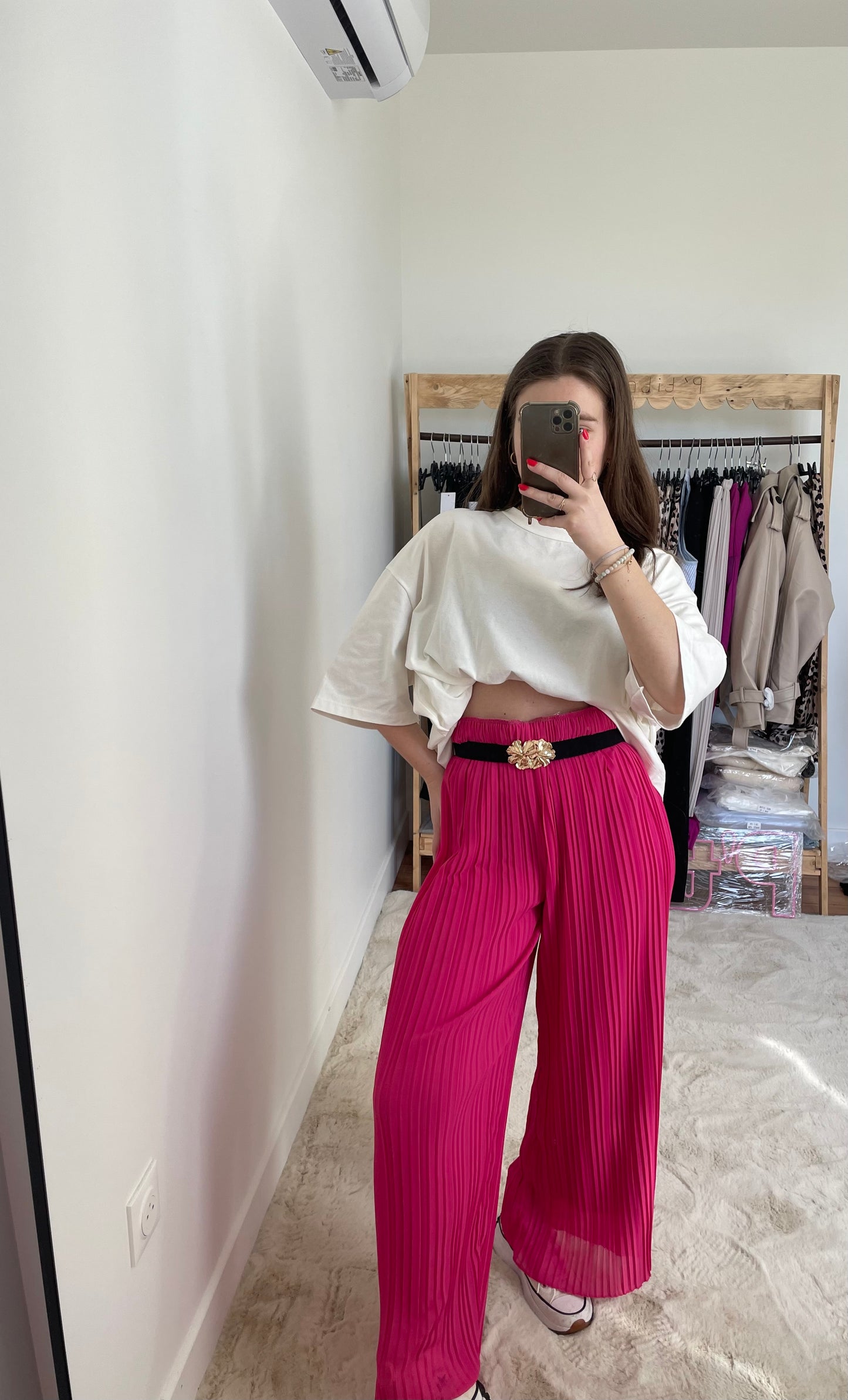 Pantalon plissé - fuchsia
