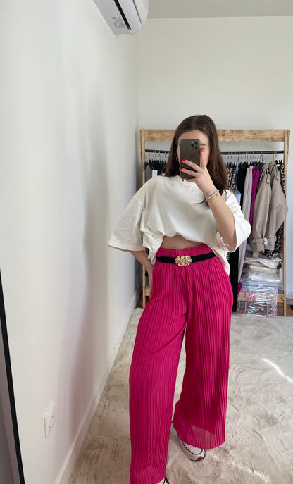 Pantalon plissé - fuchsia