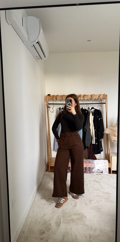 Pantalon large - Chocolat
