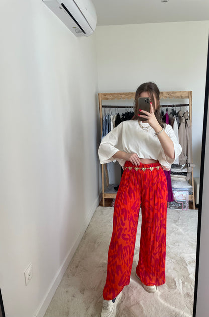 Pantalon plissé - à motif