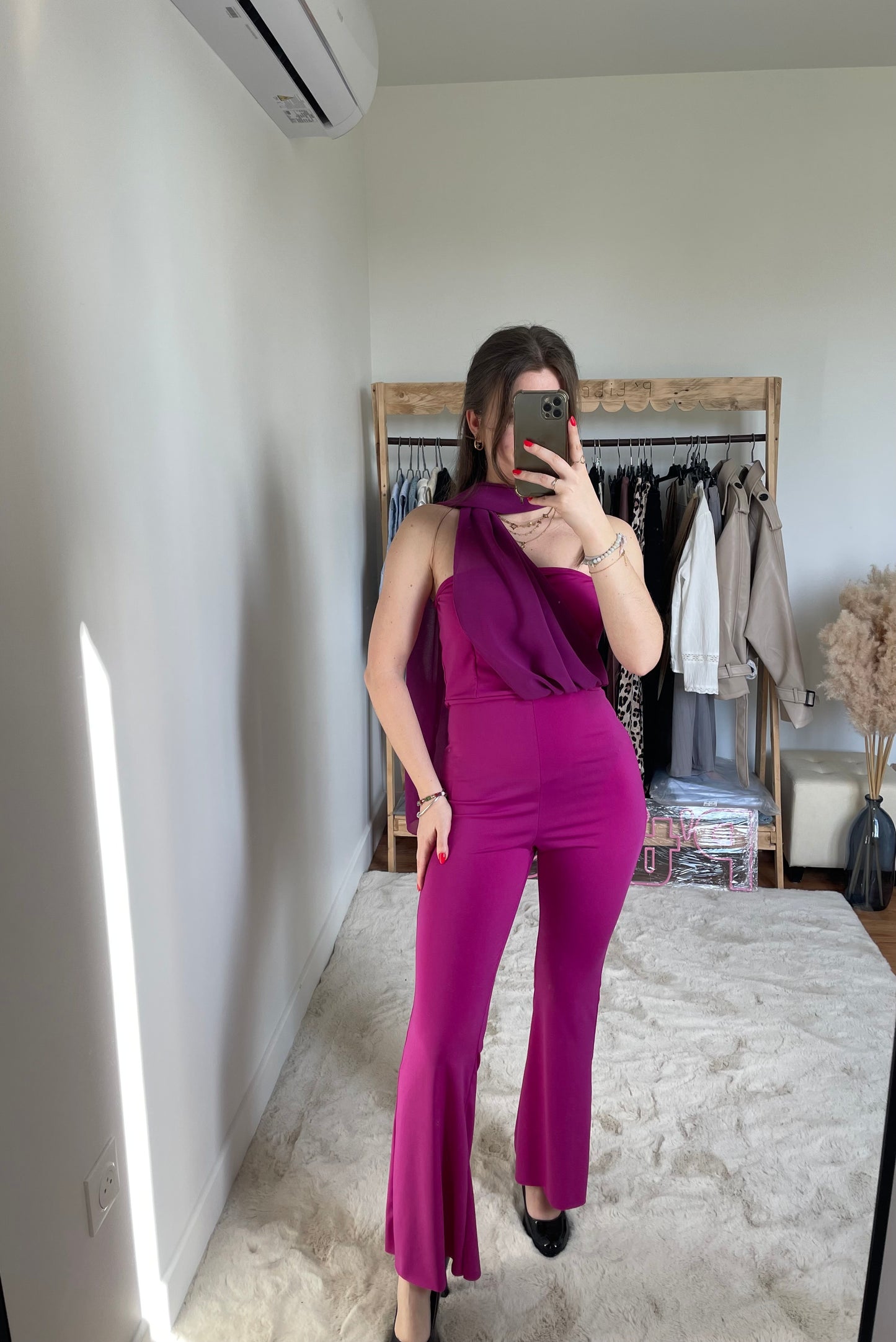 Combi-pantalon flare - mauve