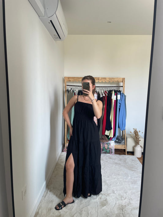 Robe longue fendue - Noir
