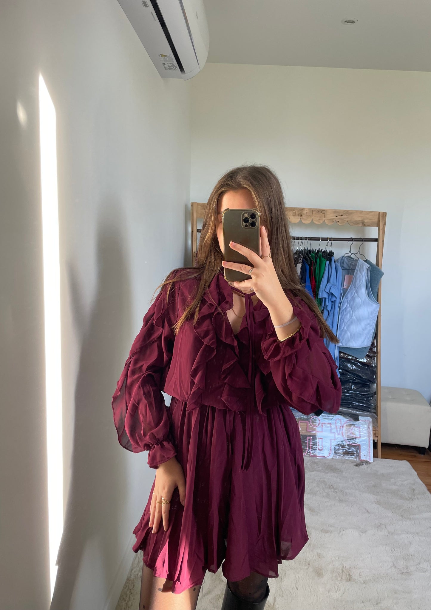 Robe à volants - Bordeaux