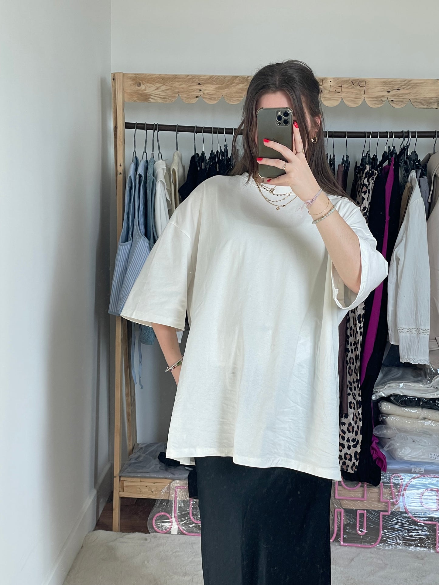 T-shirt oversize - blanc cassé