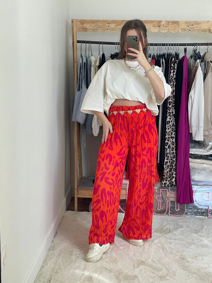 Pantalon plissé - à motif