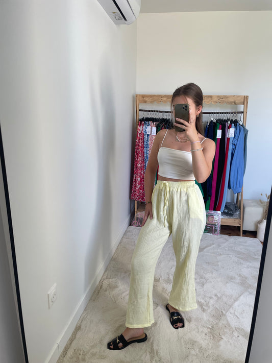 Pantalon gaze de coton - Jaune