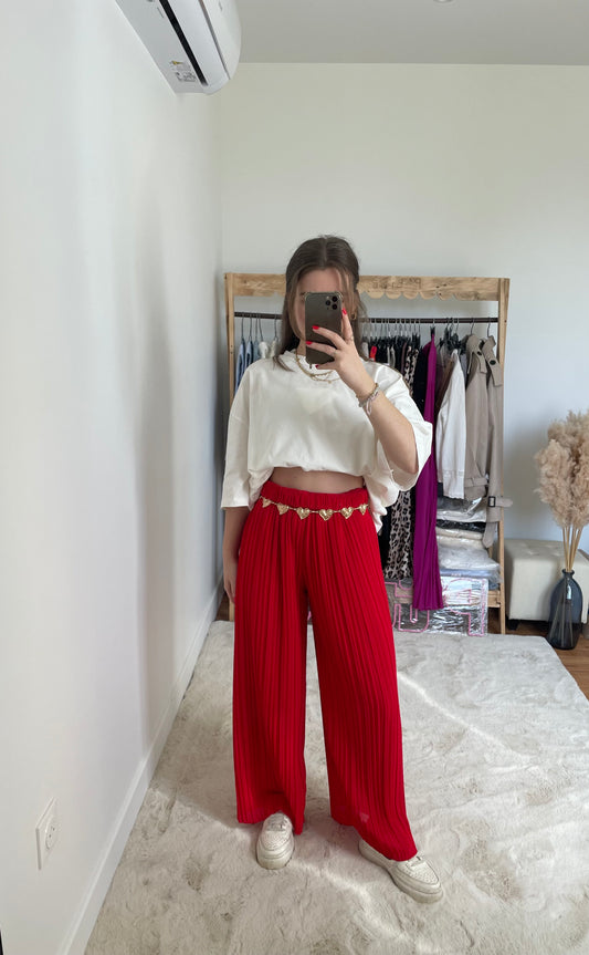 Pantalon plissé - rouge