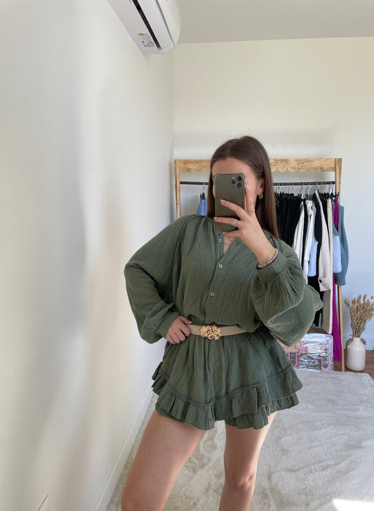 Ensemble en gaze de coton - kaki