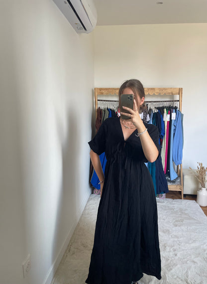 Robe longue - Gaze de coton noir