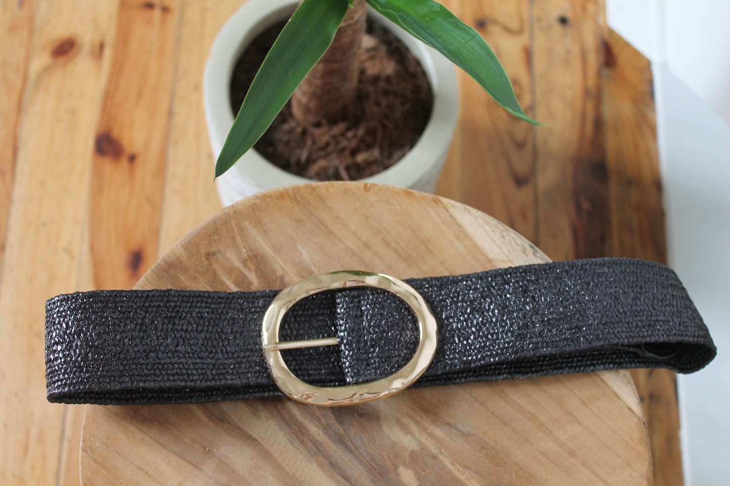 Ceinture paille noire