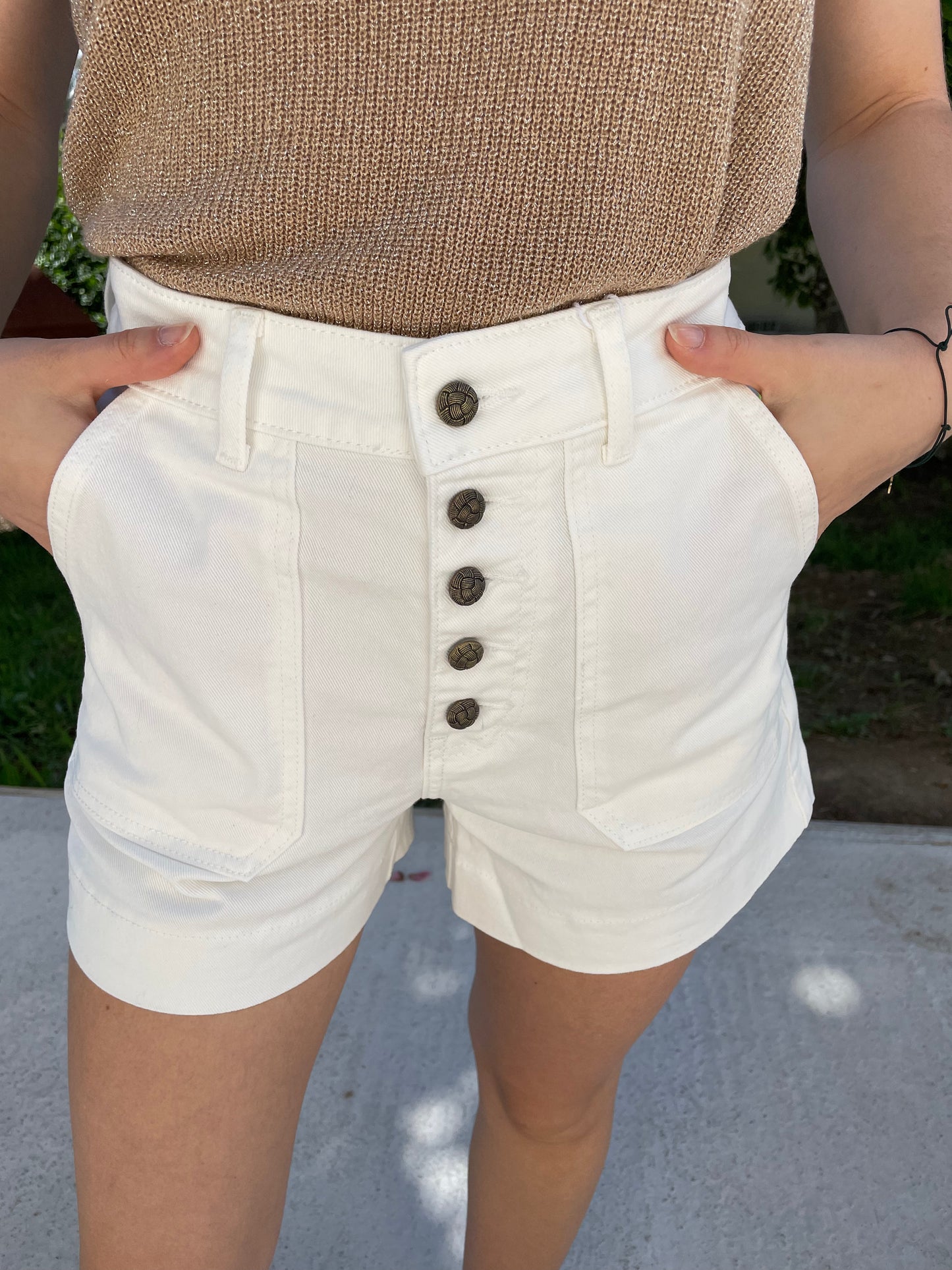 Short taille haute blanc