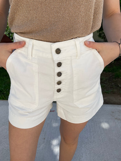 Short taille haute blanc
